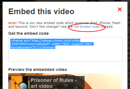 Vimeo Embed Html5 Code