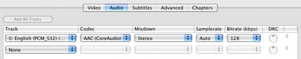 Handbrake Audio settings