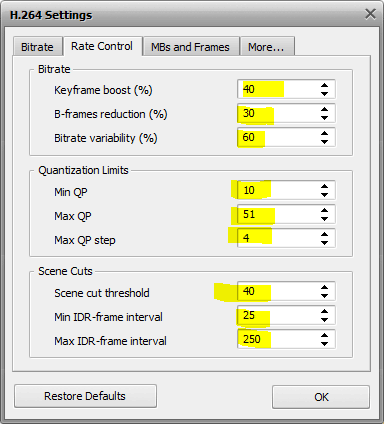 MP4 rate control