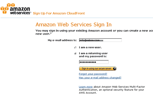 CloudFront signup