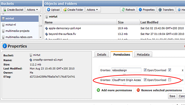 S3 AWS cloudFront properties