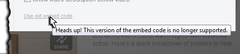 Vimeo old embedding code