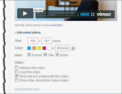 Vimeo customization options